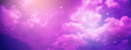 Panorama space of night sky with cloud and stars.の写真素材
