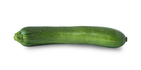 Fresh green zucchini slices isolated on white background with Clipping path.の写真素材