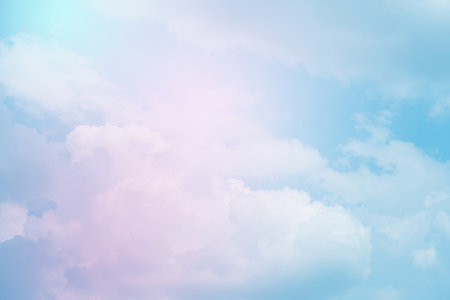 Soft colorful sky and pastel color with cloud background.の写真素材