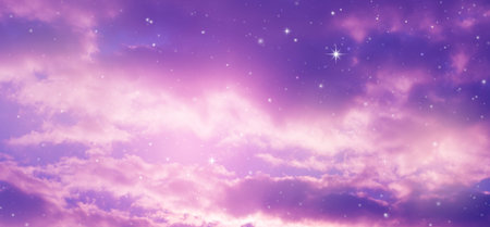 Stars in the night sky,purple background.