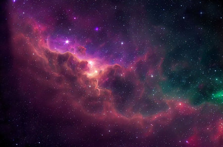 Nebula and stars in night sky.Space abstract backgroundの素材