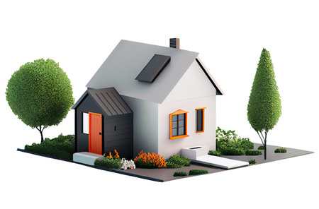 Mini house model on white background.Real estate concept.の素材