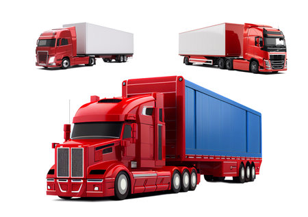 American style truck isolated on a white background.Transportation theme.の素材