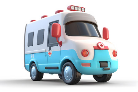 White ambulance car Isolated on white background.Emergency car.の素材