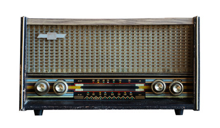 Antique radio,Old Classic Retro Style,vintage isolated on white background.の写真素材