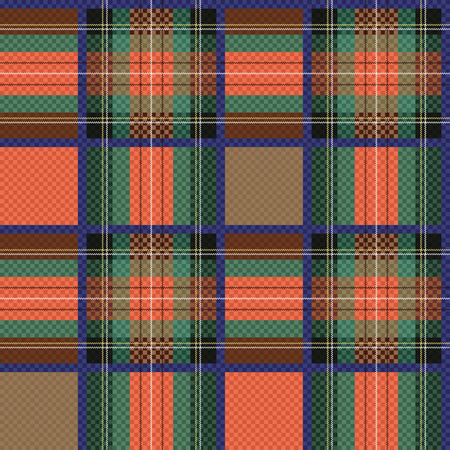 Seamless checkered shades of green, red and brown vector pattern as a tartan plaidのイラスト素材