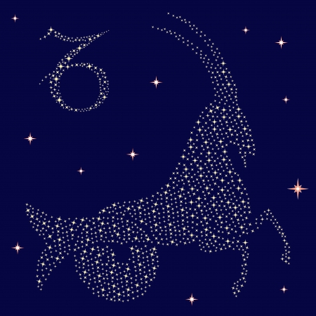 Zodiac sign Capricorn on a background of the starry sky, vector illustrationのイラスト素材