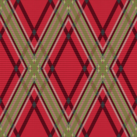 Rhombic seamless red and green vector pattern as a tartan plaidのイラスト素材