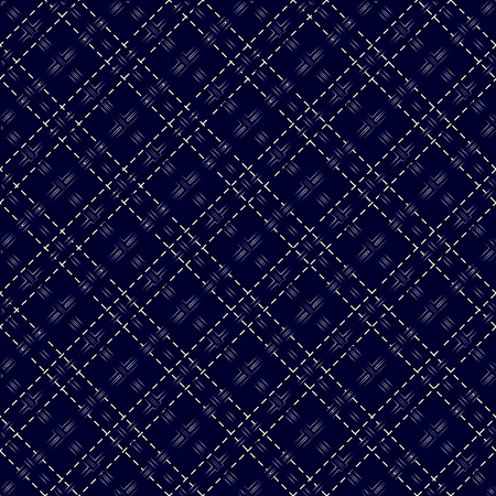 Dark blue seamless mesh pattern with diagonal dashed linesのイラスト素材