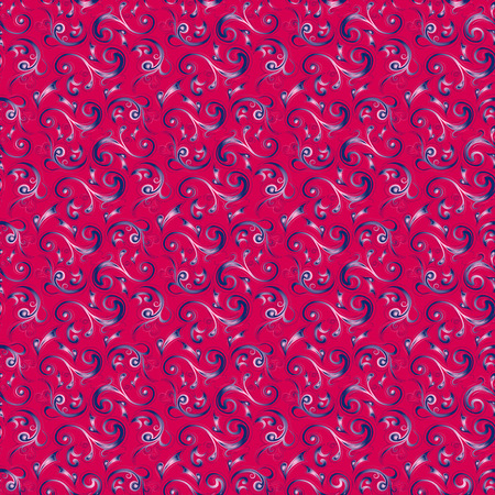 Floral pattern in crimson color with blue hues, hand drawing vector illustrationのイラスト素材
