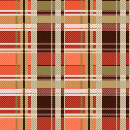 Rectangular seamless vector pattern as a tartan plaid mainly in brown colorsのイラスト素材