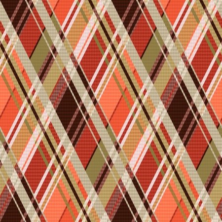 Rhombic seamless vector pattern as a tartan plaid mainly in warm brown colorsのイラスト素材
