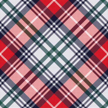 Diagonal seamless vector pattern as a tartan plaid mainly in red and light grey colors
