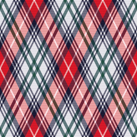 Rhombic seamless vector pattern as a tartan plaid mainly in red and light grey colorsのイラスト素材