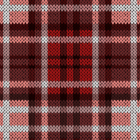 Seamless vector pattern as a woollen Celtic tartan plaid or a knitted fabric mainly in red and brown huesのイラスト素材