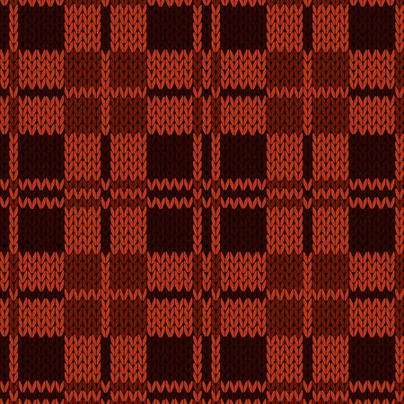 Knitting seamless vector pattern with perpendicular lines as a woollen Celtic tartan plaid or a knitted fabric texture in various red and brown muted huesのイラスト素材
