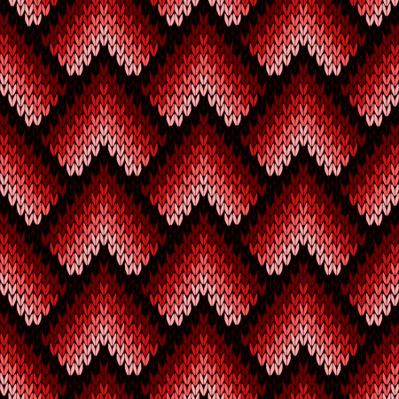 Abstract ornamental knitting seamless vector pattern as a knitted fabric texture with various transition hues of red and pink colorsのイラスト素材