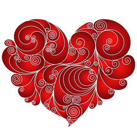 Red heart floral stencil isolated on the white background, Valentine vector illustrationのイラスト素材