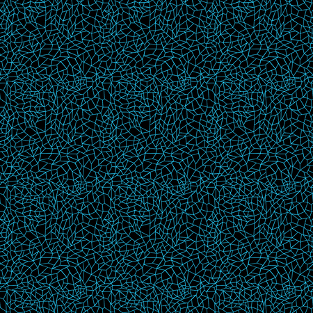 Lacy geometric seamless vector pattern with blue broken lines forming the polygons on the black backgroundのイラスト素材