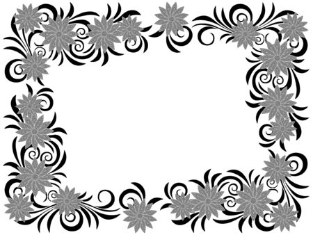 Stylized floral wreath with stencils isolated on the white background, hand drown vector illustration as a simple postcardのイラスト素材
