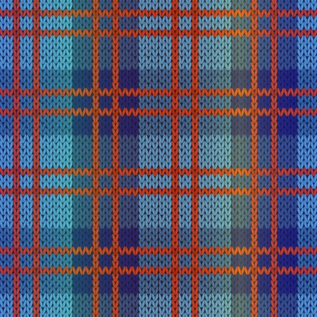 Seamless knitting vector pattern as a fabric texture in blue and red huesのイラスト素材
