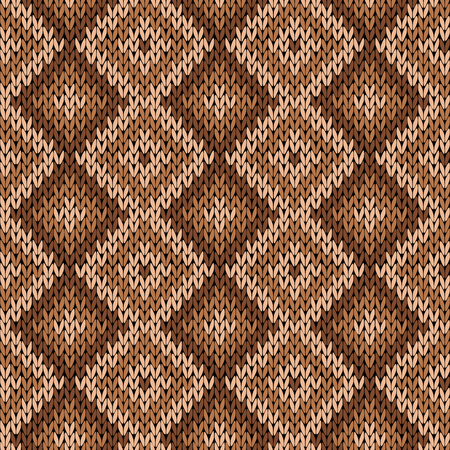 Knitting seamless vector pattern as a fabric texture in warm beige and brown hues.のイラスト素材