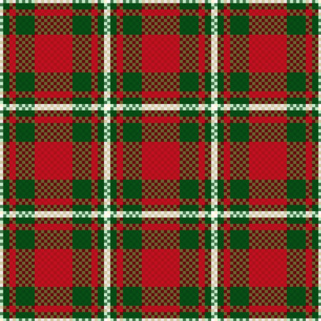 Seamless checkered vector pattern mainly in green and red huesのイラスト素材
