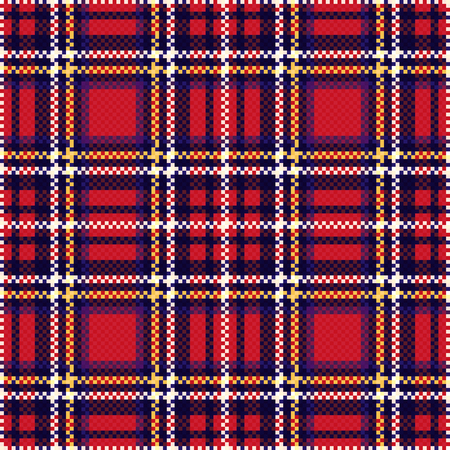 Seamless checkered vector pattern mainly in red and blue huesのイラスト素材