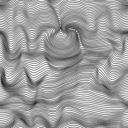 Abstract black and white vector seamless pattern with curly linesのイラスト素材