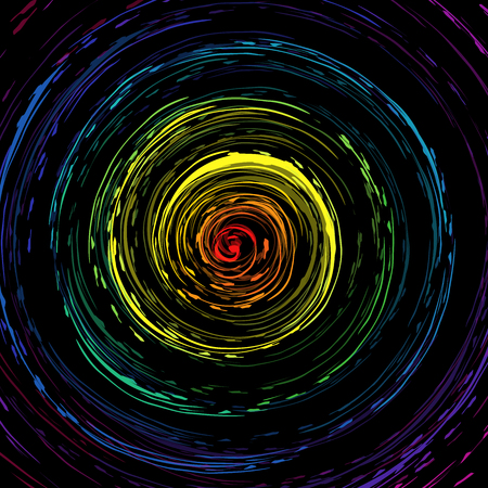 Colorful whirl vector pattern with many rounded shapeless smears on the black backgroundのイラスト素材