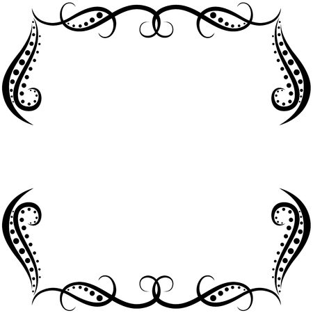 Pattern with black ornamental floral frame border on the white background, vector illustrationのイラスト素材