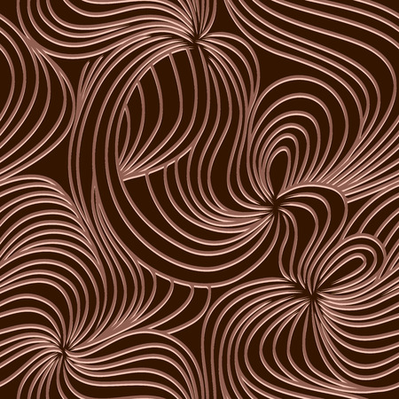 Seamless ornament vector pattern made with interwoven wavy lines and curves in beige colors on the brown background as a fabric textureのイラスト素材