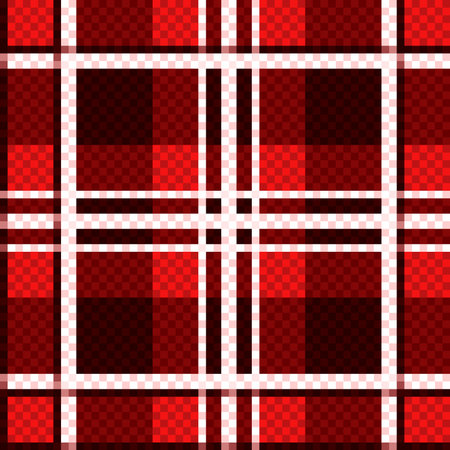 Seamless checkered pattern in red and white hues, vector as a fabric textureのイラスト素材
