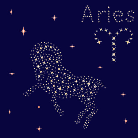 Zodiac sign Aries on a background of the starry sky, vector illustrationのイラスト素材