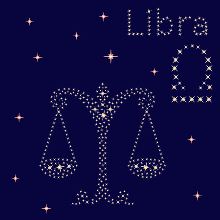 Zodiac sign Libra on a background of the starry sky, vector illustrationのイラスト素材