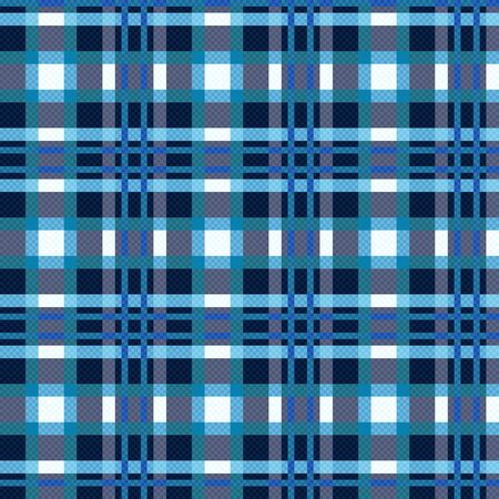 Rectangular seamless vector pattern as a tartan plaid mainly blue hues and grey, white colorsのイラスト素材