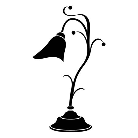 Black stencil of decorative table lamp in the form of a flower, isolated on white background.のイラスト素材