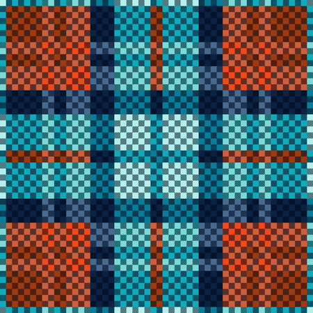 Blue and orange contrast tartan Scottish seamless pattern, texture for tartan, plaid, tablecloths, clothes, bedding, blankets and other textileのイラスト素材