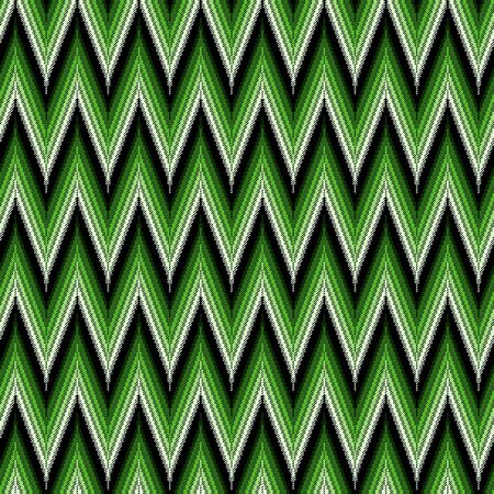 Seamless vector pattern of repetitive zigzag elements in green hues and blackのイラスト素材