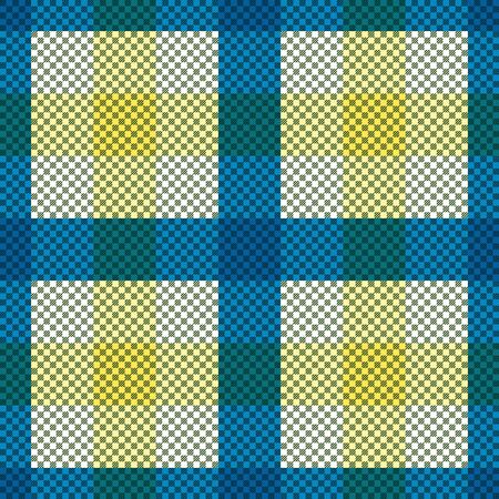 Tartan Scottish seamless pattern mainly in blue and yellow hues, texture for tartan, plaid, tablecloths, clothes, bedding, blankets and other textileのイラスト素材