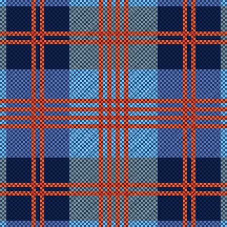 Tartan Scottish seamless pattern in blue, grey and orange hues, texture for flannel shirt, plaid, tablecloths, clothes, blankets and other textileのイラスト素材