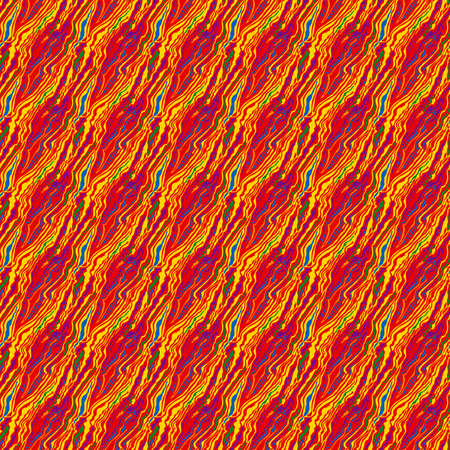 Contrast seamless pattern of randomly chaotic wavy multicolor shapes, hand drawing illustrationのイラスト素材
