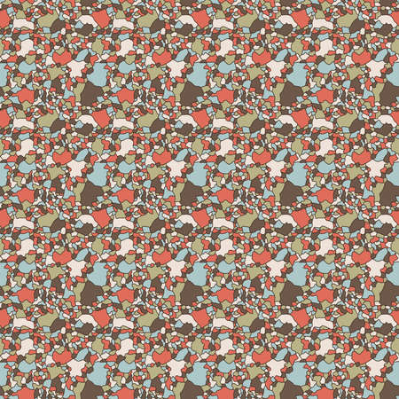 Seamless abstract pattern with multicolor muted mosaic shapes, hand drawing vectorのイラスト素材