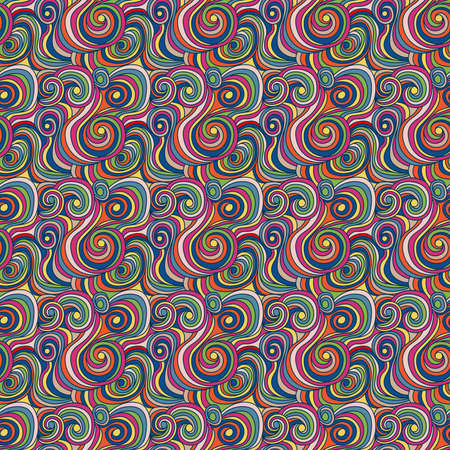Seamless pattern with abstract rain multicolor clouds in muted hues, vector hand drawingのイラスト素材