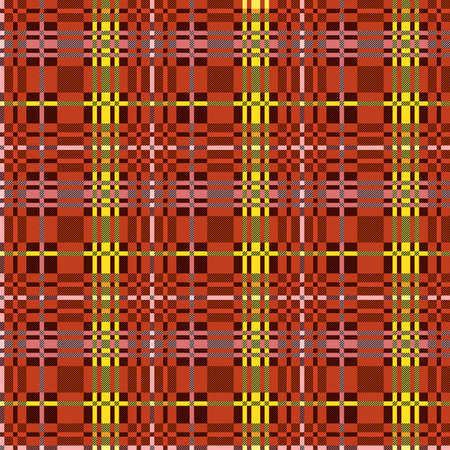Motley seamless rectangular vector pattern as a tartan plaid mainly muted orange, brown and yellow hues with diagonal lines, texture for flannel shirt, plaid, tablecloths, clothes, blankets and other textileのイラスト素材