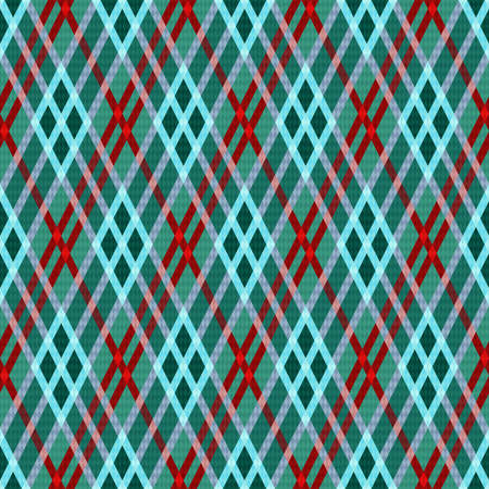 Rhombic seamless vector pattern as a tartan plaid mainly in green hues with blue and red lines, texture for flannel shirt, plaid, tablecloths, clothes, blankets and other textileのイラスト素材