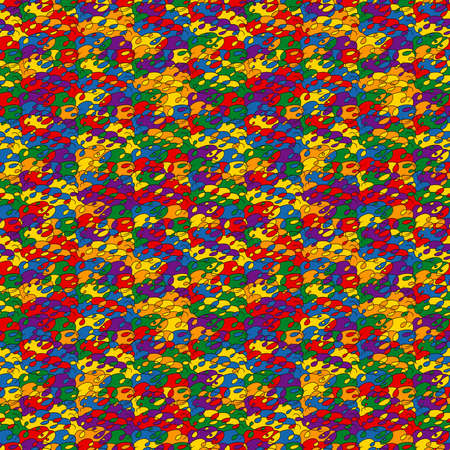 Seamless abstract pattern mainly in contrast colors with multicolor shapes, hand drawing vectorのイラスト素材