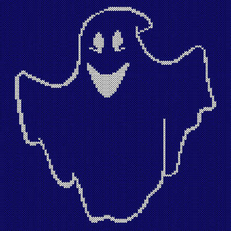 Knitting texture with cheerful ghost, design for sweater, scarf, comforter or clothes textureのイラスト素材