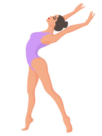 Elegant ballerina in soft violet leotard, hand drawing vector, isolated on the white backgroundのイラスト素材