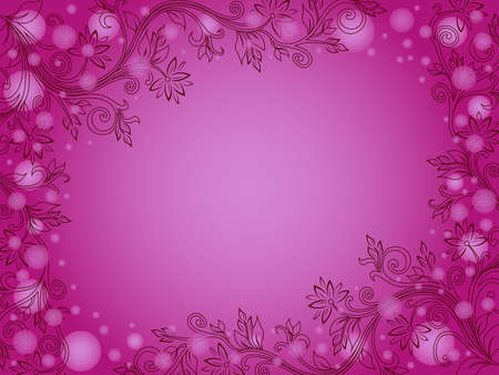 Romantic postcard with flowers and circles in red and pink huesのイラスト素材